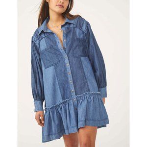 NWOT Free People | Sun Burst Denim Mini / Cloud Combo